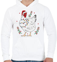 printfashion Karácsonyi csirke - Férfi kapucnis pulóver - Fehér (5627965)