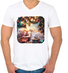 printfashion Karácsonyi angyal - Férfi V-nyakú póló - Fehér (14979397)
