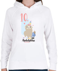 printfashion 10. Alpakaliptikus születésnap - Női kapucnis pulóver - Fehér (5312623)