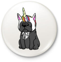 printfashion Francia bulldog unikornis - Kitűző, hűtőmágnes - Fehér (3080138)