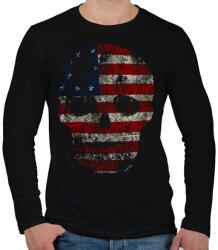 printfashion Amerikai koponya - Férfi hosszú ujjú póló - Fekete (34884)