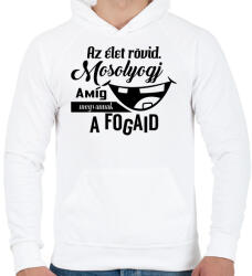 printfashion Mosolyogj vicces - Férfi kapucnis pulóver - Fehér (938926)