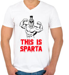 printfashion This is Sparta 1 - Férfi V-nyakú póló - Fehér (11524621)