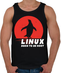 printfashion Linux - Born to be root - Férfi atléta - Fekete (3530513)