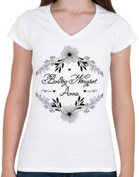 printfashion Boldog nőnapot - Névvel - Női V-nyakú póló - Fehér (12638057)