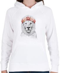 printfashion Festival lion - Női kapucnis pulóver - Fehér (231275)