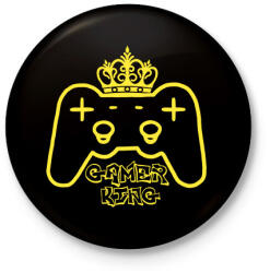 printfashion Gamer king - Kitűző, hűtőmágnes - Fekete (5325810)