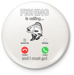 printfashion FISHING - Kitűző, hűtőmágnes - Fehér (13087574)