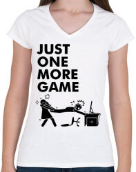 printfashion Just one more game - Női V-nyakú póló - Fehér (5709544)