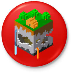 printfashion Minecraft map - Kitűző, hűtőmágnes - Piros (3628273)