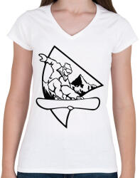 printfashion Snowboarder - Női V-nyakú póló - Fehér (2173714)