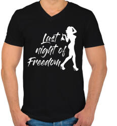 printfashion A szabadság utolsó éjszakája - Férfi V-nyakú póló - Fekete (2672713)