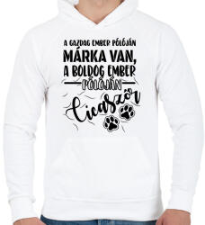 printfashion Boldog ember pólóján cicaszőr - Férfi kapucnis pulóver - Fehér (16433763)