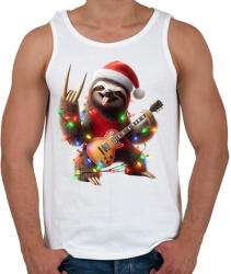 printfashion Vicces karácsonyi gitáros rocker party lajhár - Férfi atléta - Fehér (15251903)