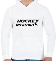 printfashion Hockey Brother - Férfi kapucnis pulóver - Fehér (11716885)