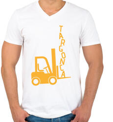 printfashion Targonca - Férfi V-nyakú póló - Fehér (13076270)