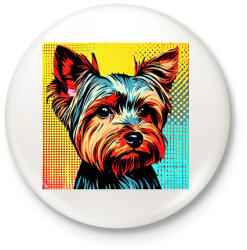 printfashion Graffiti Yorkshire terrier kutya - Kitűző, hűtőmágnes - Fehér (13379628)