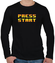 printfashion Press Start - Férfi hosszú ujjú póló - Fekete (1760779)