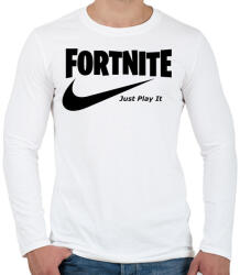 printfashion Fortite Just Play It Fekete - Férfi hosszú ujjú póló - Fehér (937789)