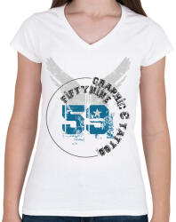 printfashion 59t&g-01. png - Női V-nyakú póló - Fehér (403719)