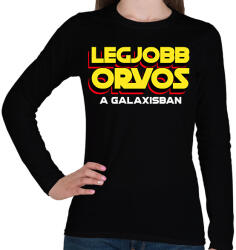 printfashion LEGJOBB ORVOS A GALAXISBAN - Női hosszú ujjú póló - Fekete (11570590)