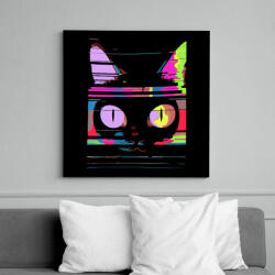 printfashion Psychedelic cat - Vászonkép - Fekete (15487436)