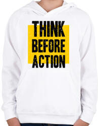 printfashion Gondolkodj mielőtt cselekszel - Gyerek kapucnis pulóver - Fehér (4748546)