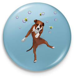 printfashion Dog dancing with bubbles - Kitűző, hűtőmágnes - Világoskék (13797351)