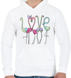 printfashion Szerelmes flamingok - Férfi kapucnis pulóver - Fehér (3115159)