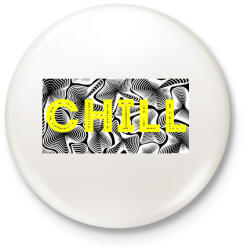 printfashion Sárga CHILL - Kitűző, hűtőmágnes - Fehér (13911628)