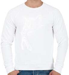 printfashion Cica a holdon - Férfi pulóver - Fehér (13370105)