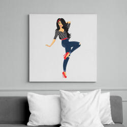printfashion Pin up lány - Vászonkép - Fehér (6637415)