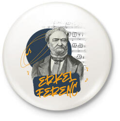 printfashion Erkel Ferenc - Kitűző, hűtőmágnes - Fehér (7644234)
