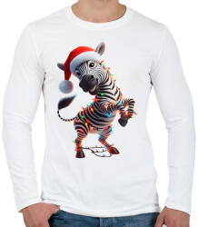printfashion Táncoló karácsonyi party zebra - Férfi hosszú ujjú póló - Fehér (15262813)