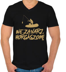 printfashion Ne zavarj horgászom - Férfi V-nyakú póló - Fekete (4694260)