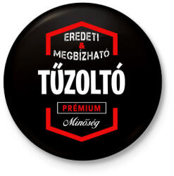 printfashion Tűzoltó prémium minőség - Kitűző, hűtőmágnes - Fekete (3097003)