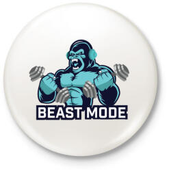 printfashion BEAST MODE - Kitűző, hűtőmágnes - Fehér (3075048)