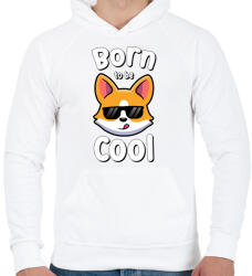 printfashion Born to be cool - Férfi kapucnis pulóver - Fehér (5332309)