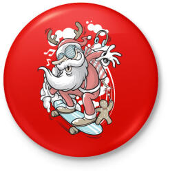 printfashion Deszkás Télapó - Kitűző, hűtőmágnes - Piros (3104522)