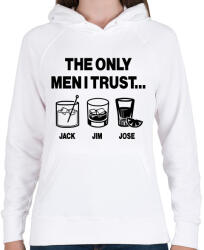 printfashion The only men I trust. . . Jack, Jim, Jose - Női kapucnis pulóver - Fehér (16784838)