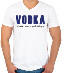 printfashion Vodka olcsóbb, mint a pszichológus - Férfi V-nyakú póló - Fehér (16355222)