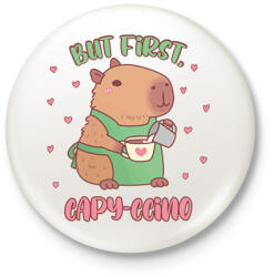printfashion Capy-ccino - Kitűző, hűtőmágnes - Fehér (13671589)