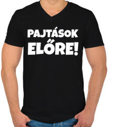 printfashion PAJTÁSOK ELŐRE - Férfi V-nyakú póló - Fekete (10987358)