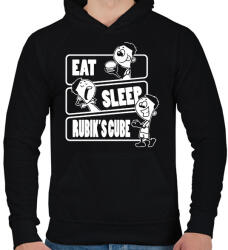 printfashion Eat, sleep, Rubik's cube - Férfi kapucnis pulóver - Fekete (15631032)