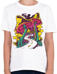 printfashion Magic mushroom road - Gyerek póló - Fehér (4628400)