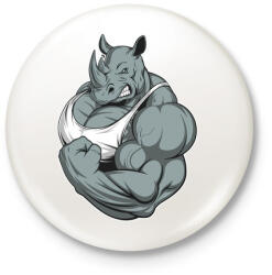 printfashion Rhino at thy gym - Kitűző, hűtőmágnes - Fehér (3087726)