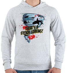 printfashion Shark tornádó - Férfi kapucnis pulóver - Sport szürke (1199562)