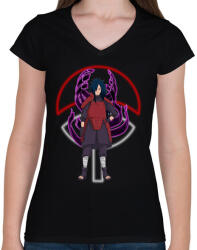printfashion Uchiha Madara - Női V-nyakú póló - Fekete (5513802)