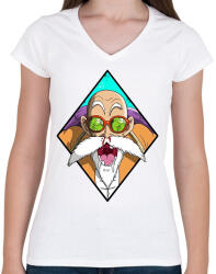 printfashion Dragon Ball Mester - Női V-nyakú póló - Fehér (2854726)
