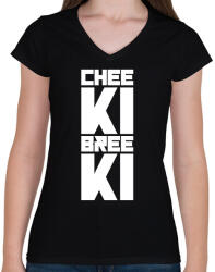 printfashion Cheeki Breeki - Női V-nyakú póló - Fekete (1563220)